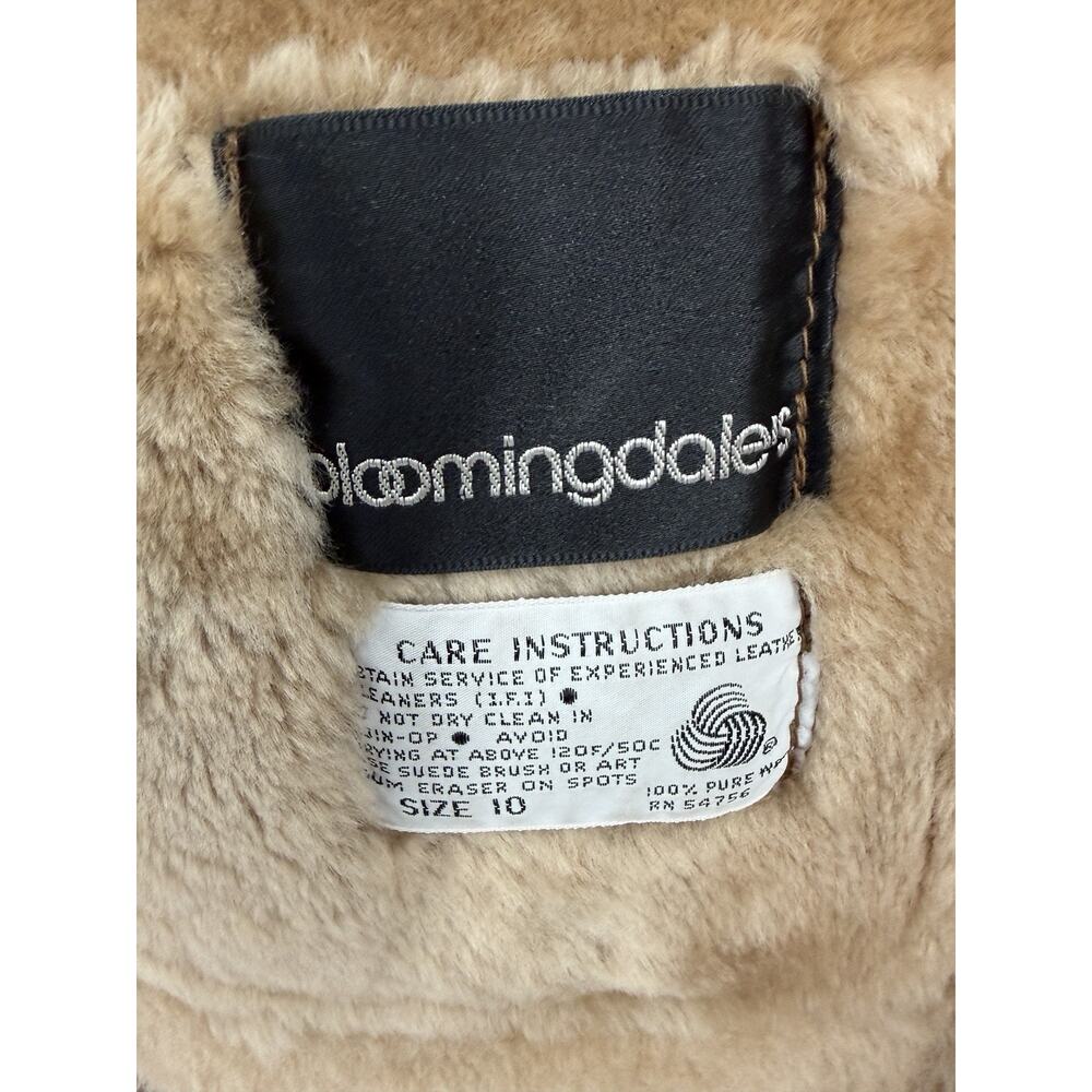Bloomingdale’s Sawyer Napa Leather Fur Coat Women’s Size 10 Shearling Lined - Picture 6 of 8